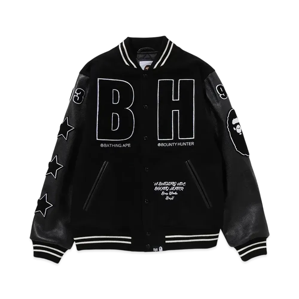 A BATHING APE x Bounty Hunter Varsity Jacket "Black"