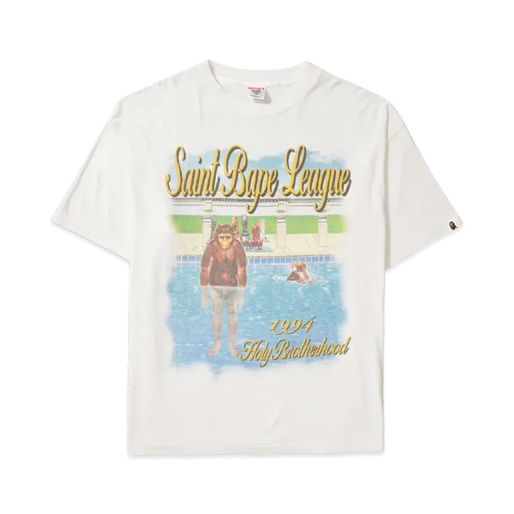 SAINT Mxxxxxx x A BATHING APE Bape SS T-Shirt/Pool "White"