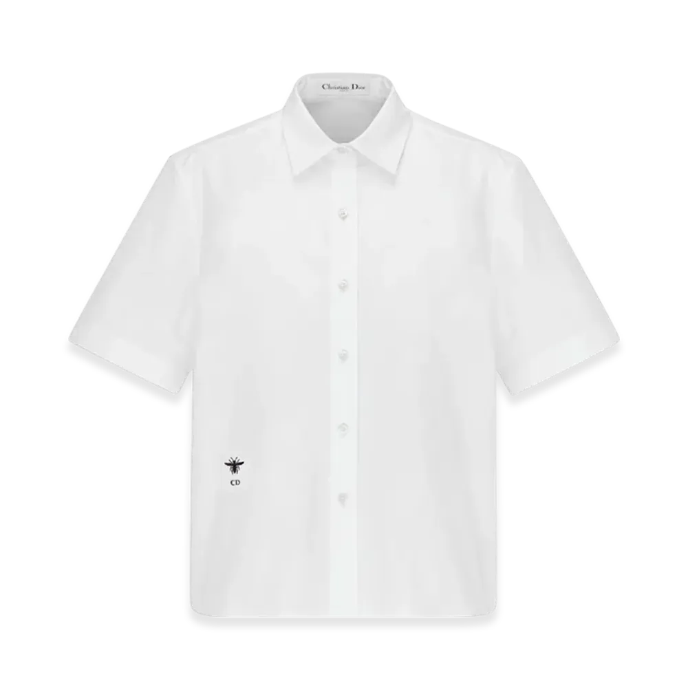 Dior Women's Button Short Blouse Cotton Poplin "White"