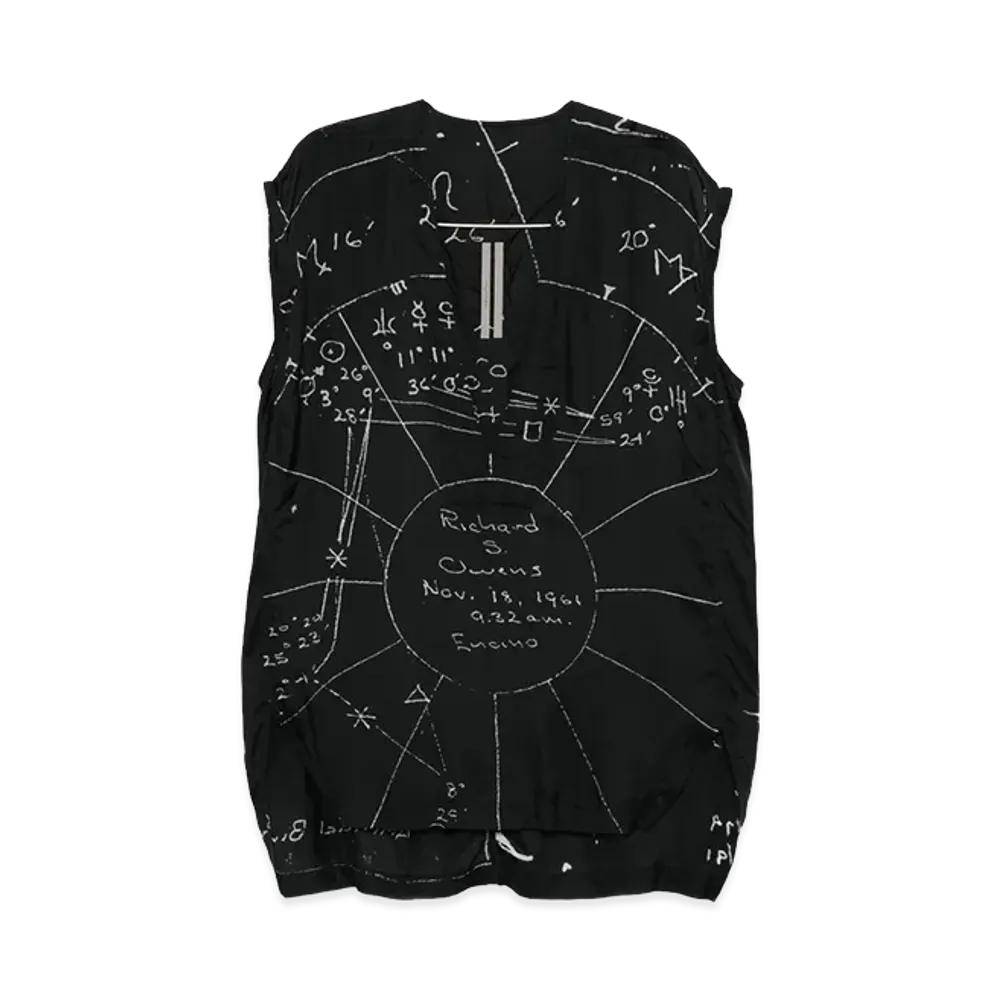 Rick Owens Graphic Print V-Neck Sleeveless Top "Black"