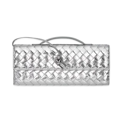 Bottega Veneta Andiamo Clutch "Silver"