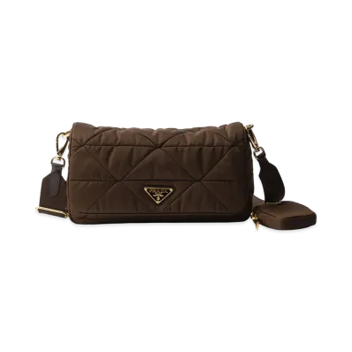 PRADA Padded Re-Nylon Shoulder Bag "Burnt Brown"