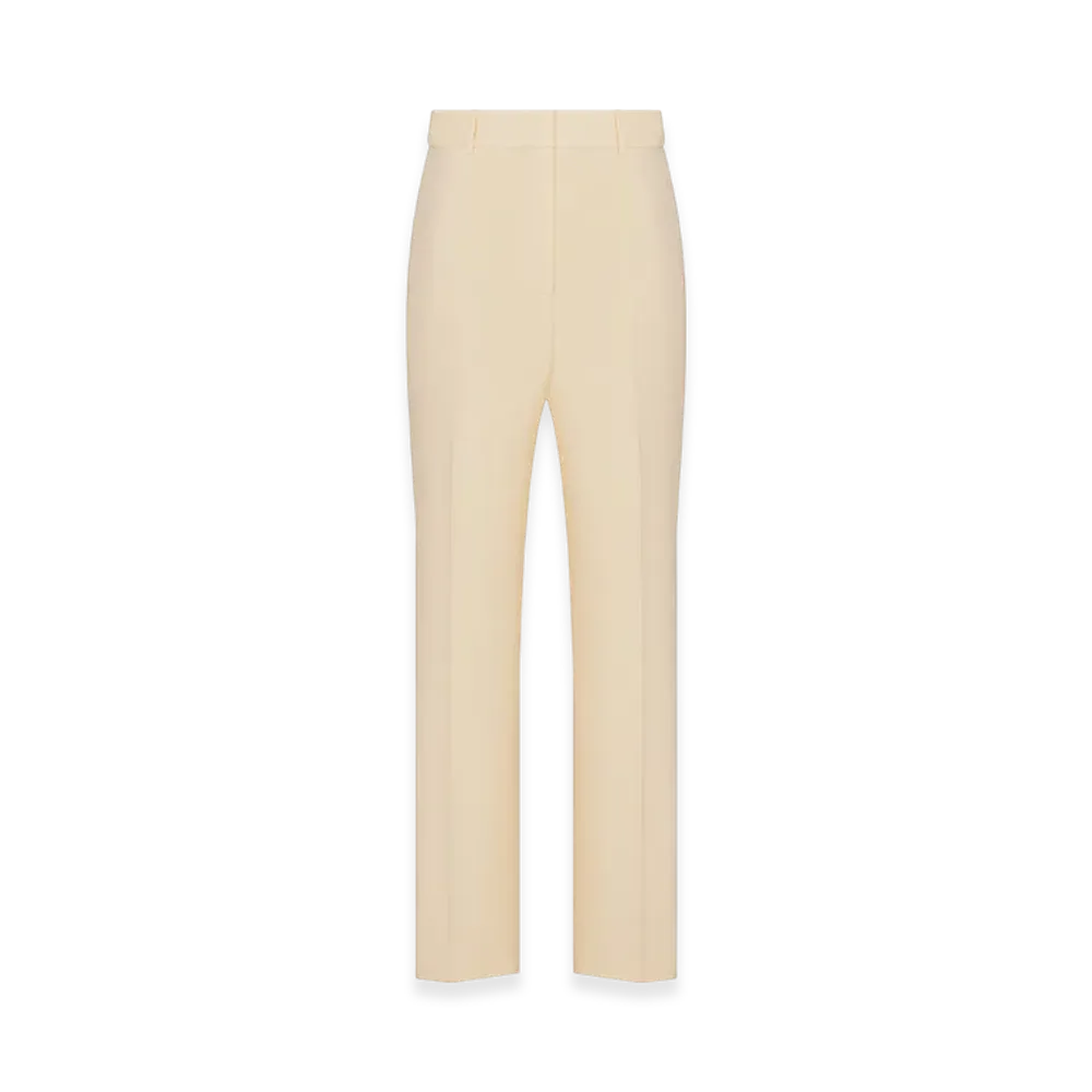 Dior Women's Straight-Cut Pants Wool Silk "Ecru"