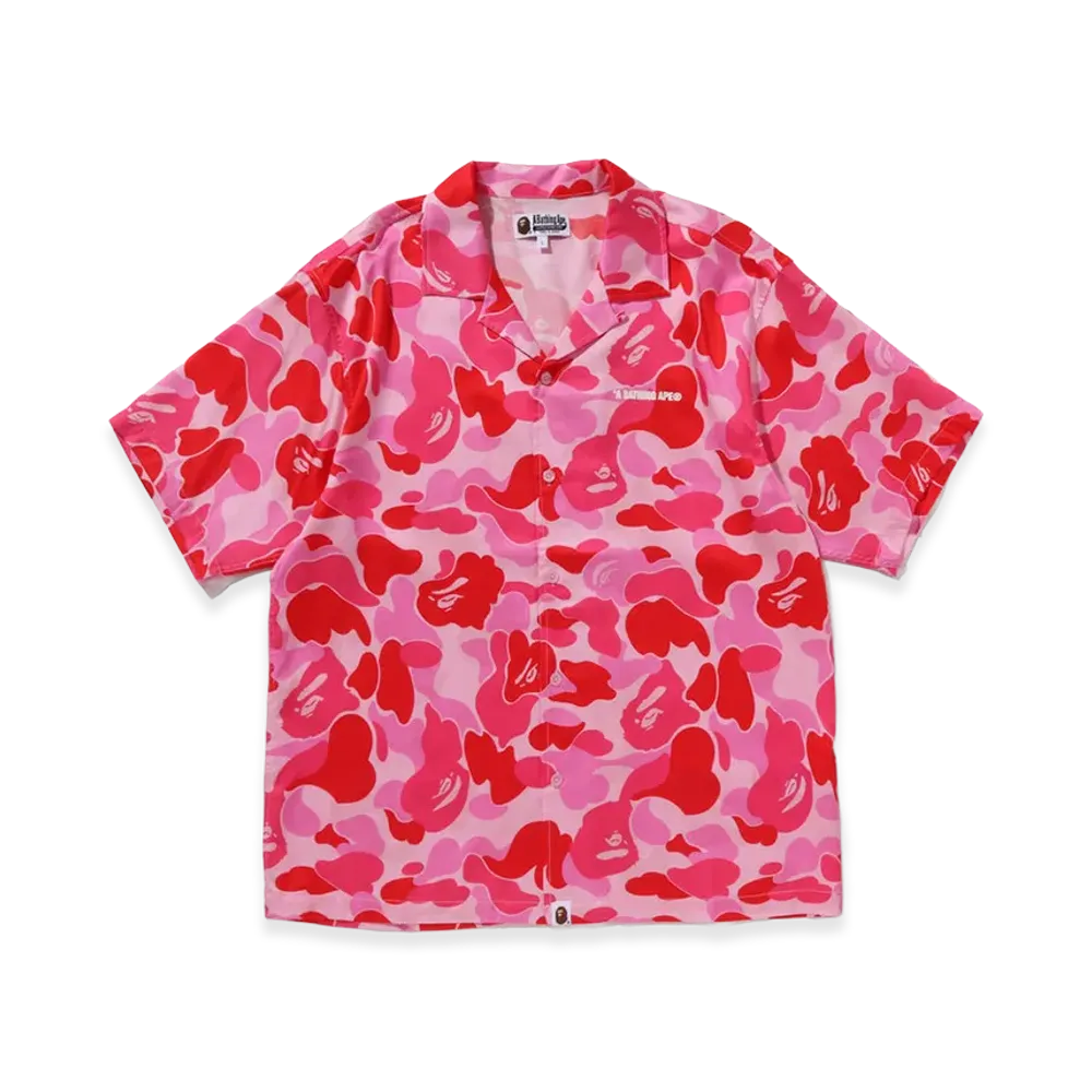 A BATHING APE ABC Camo Open Collar SS Shirt "Pink"