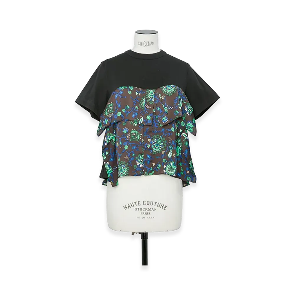 sacai Women's Floral Print x Cotton Jersey T-Shirt "Brown"