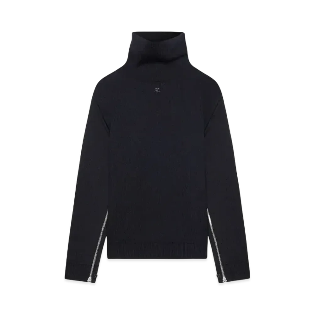 Courreges Oversized Mockneck Knit Sweater "Black"