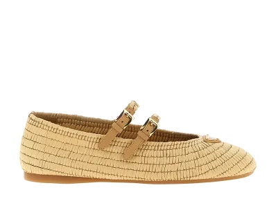 PRADA Women's Crochet Ballet Flats "Natural"