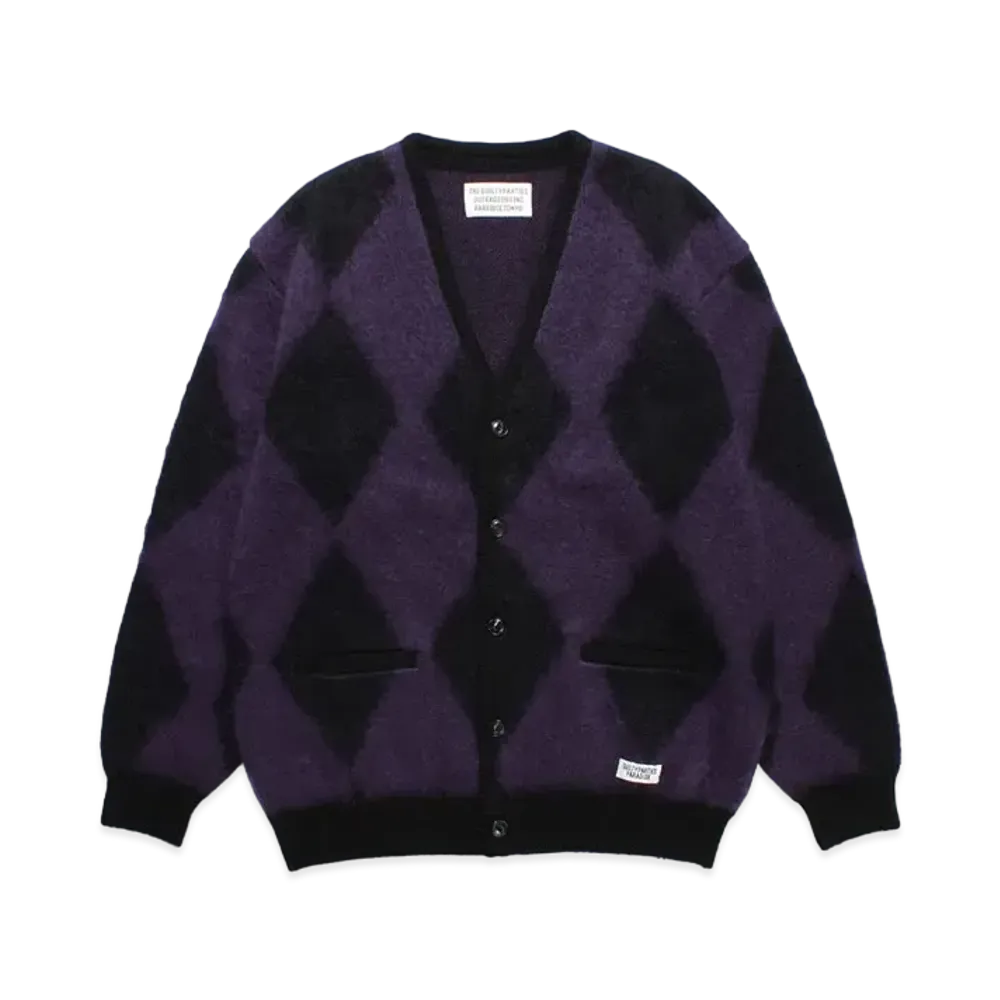 WACKO MARIA Diamond Mohair Knit Cardigan "Purple"