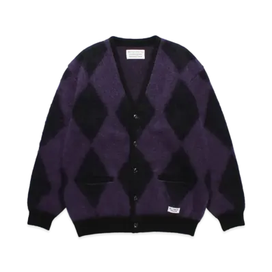 WACKO MARIA Diamond Mohair Knit Cardigan "Purple"