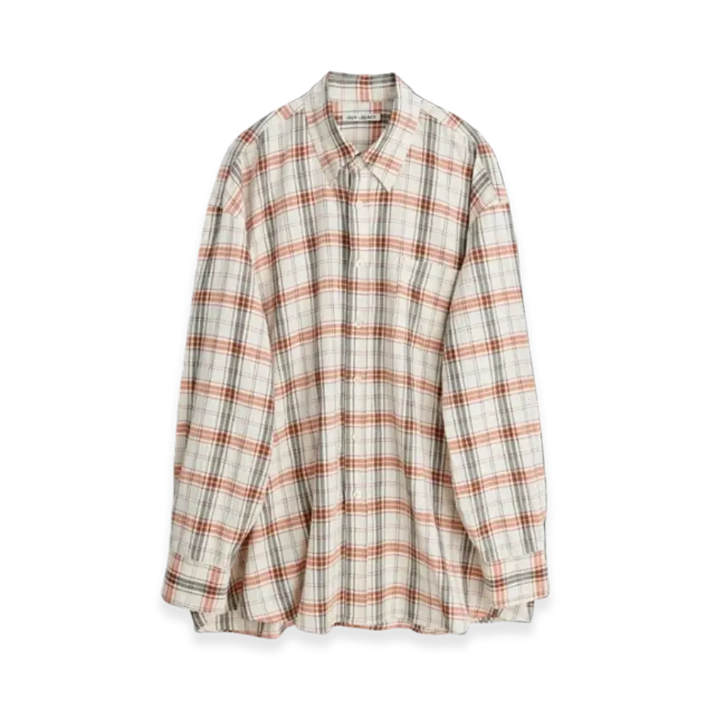 OUR LEGACY Borrowed BD Shirt "Off White Orange Memory Check"