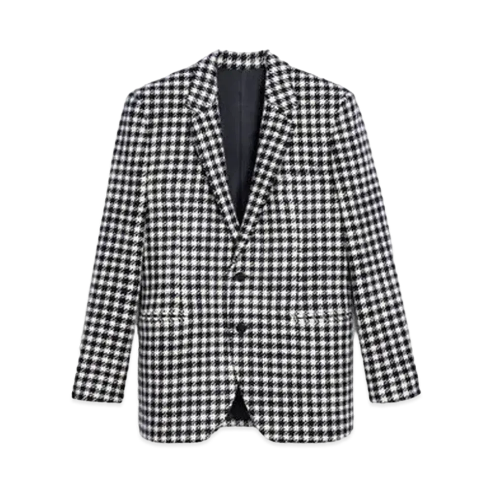 CELINE Rectangle Jacket / Checked Wool "Black/White"