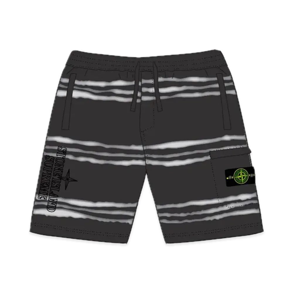 Supreme x Stone Island Warp Stripe Sweatshort "Black"
