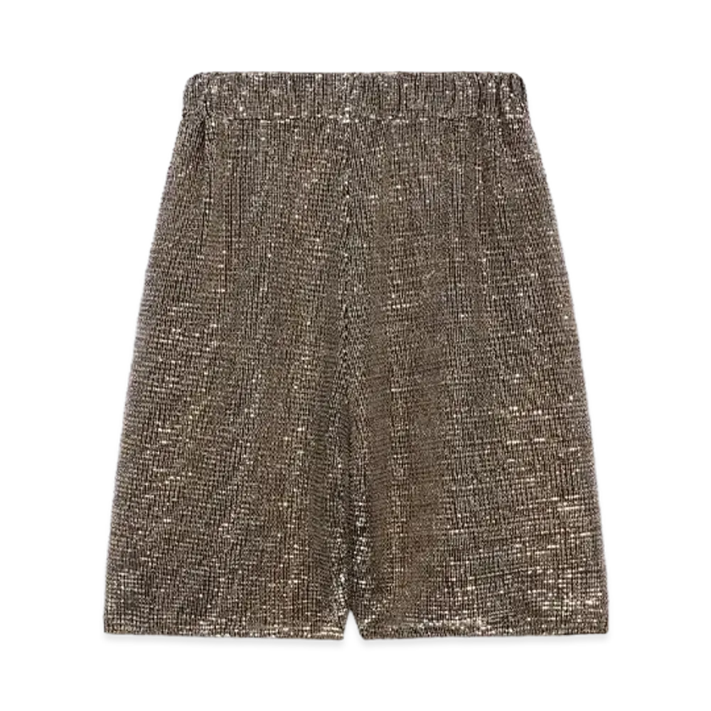 CELINE All-Over Sequined Tulle Shorts "Black/Gold"