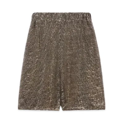 CELINE All-Over Sequined Tulle Shorts "Black/Gold"