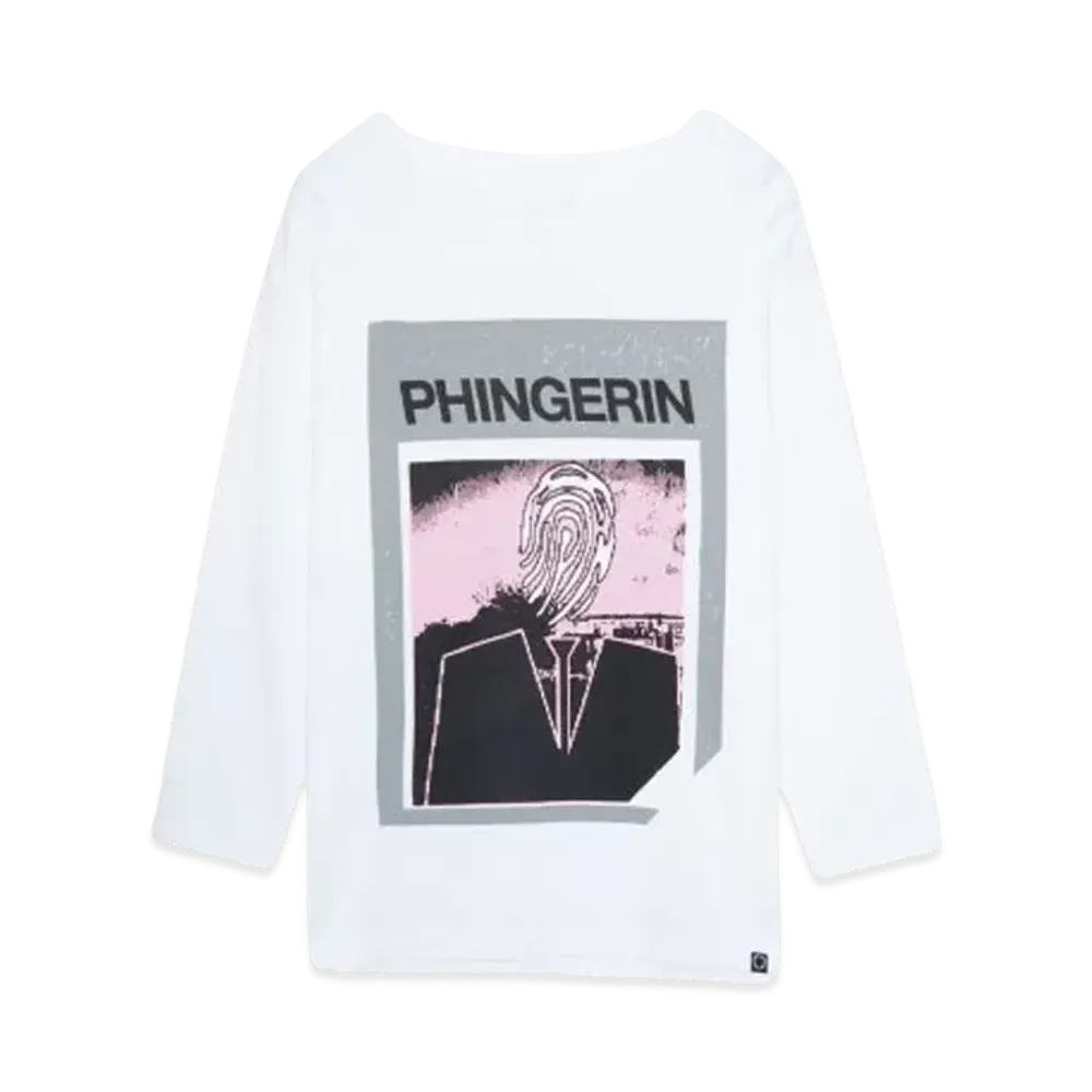 PHINGERIN AGENT.P BOAT-NECK L/S TEE "WHITE"