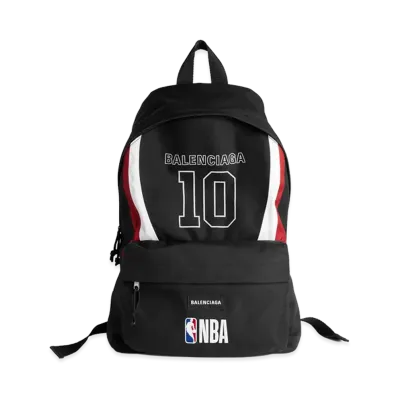 BALENCIAGA x NBA Collaboration Explorer Backpack "Black/White/Vermilion Red"