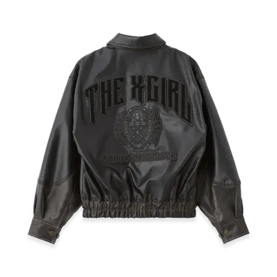 X-Girl Women's Faux Leather Logo Patch Jacket "Black"
