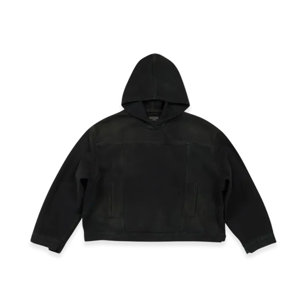 BALENCIAGA Pullover Jacket in Soft Denim "Black"