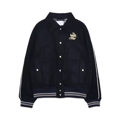 SUGARHILL WOOL MELTON STADIUM JACKET "NAVY"