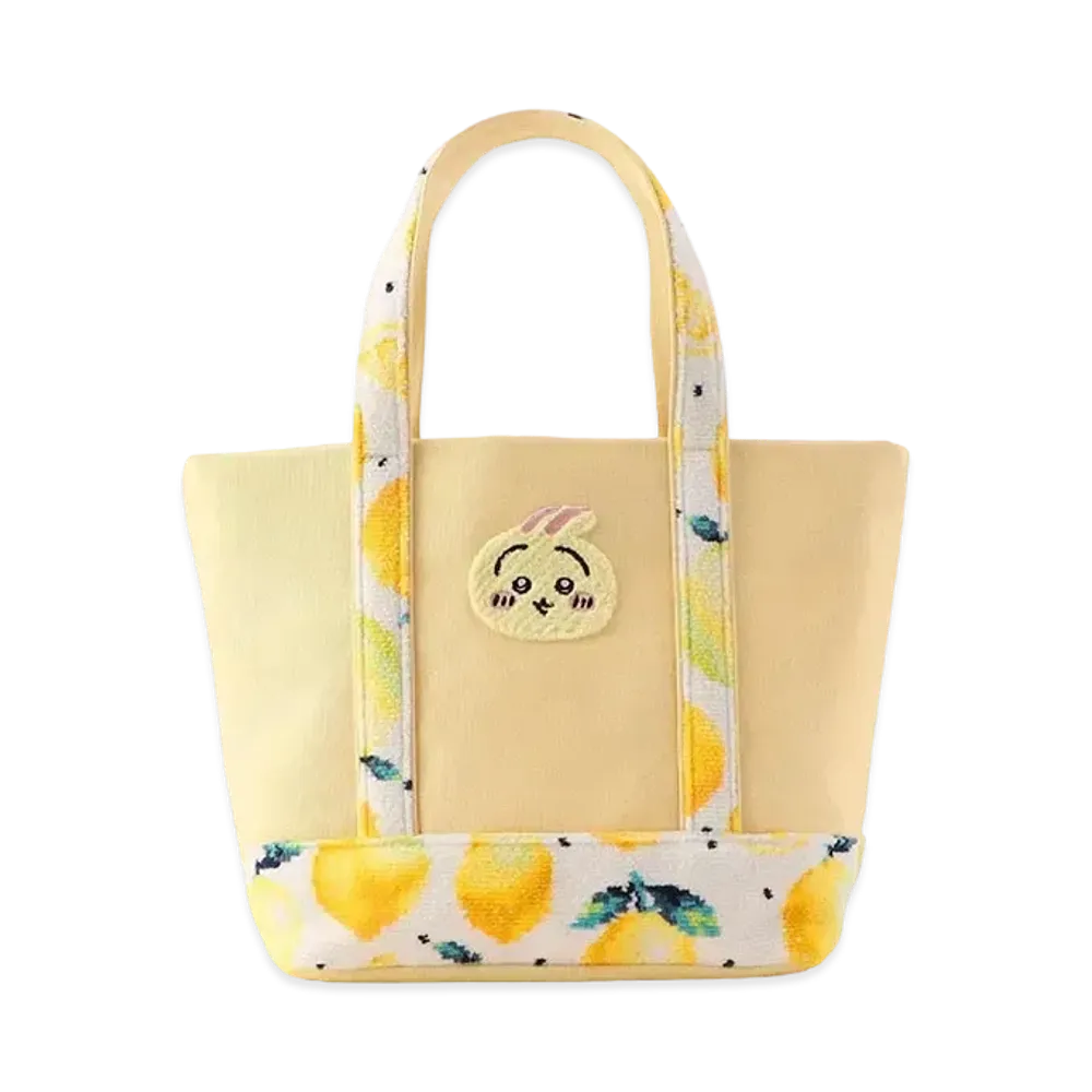 FEILER x Chiikawa Usagi Lemon Dots Embroidery Tote Bag "White/Yellow"