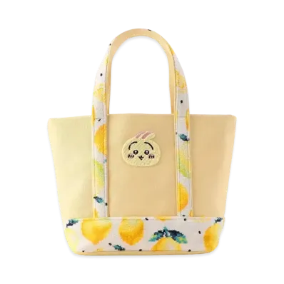 FEILER x Chiikawa Usagi Lemon Dots Embroidery Tote Bag "White/Yellow"