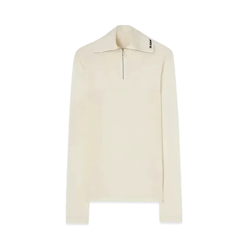 Jil Sander Men's Zip-Up T-Shirt "Porcelain"