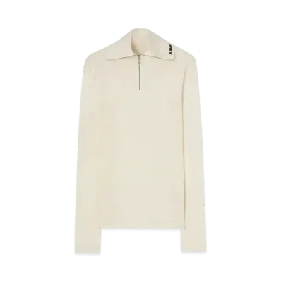 Jil Sander Men's Zip-Up T-Shirt "Porcelain"