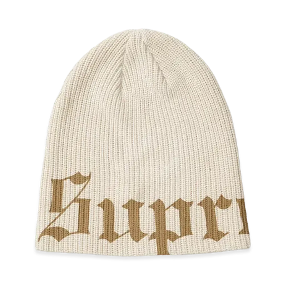 Supreme Old English Printed Beanie (26SS) "Stone"