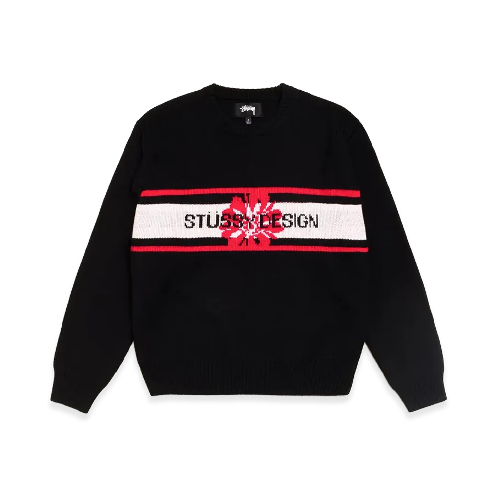 Stussy Striped Hibiscus Sweater "Black"