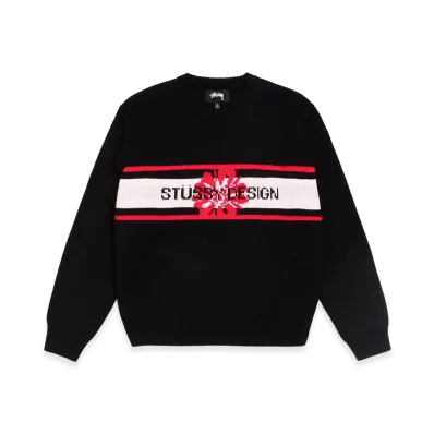 Stussy Striped Hibiscus Sweater "Black"