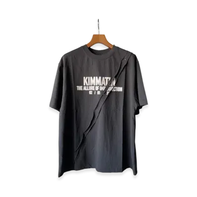 Matin Kim Deep Slit Point Oversize Logo Top "Black"