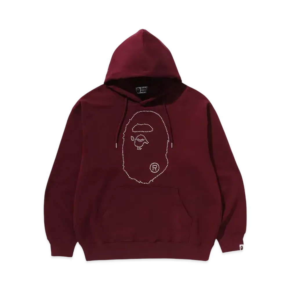 A BATHING APE Studded Ape Head Relaxed Fit Pullover Hoodie "Burgundy"