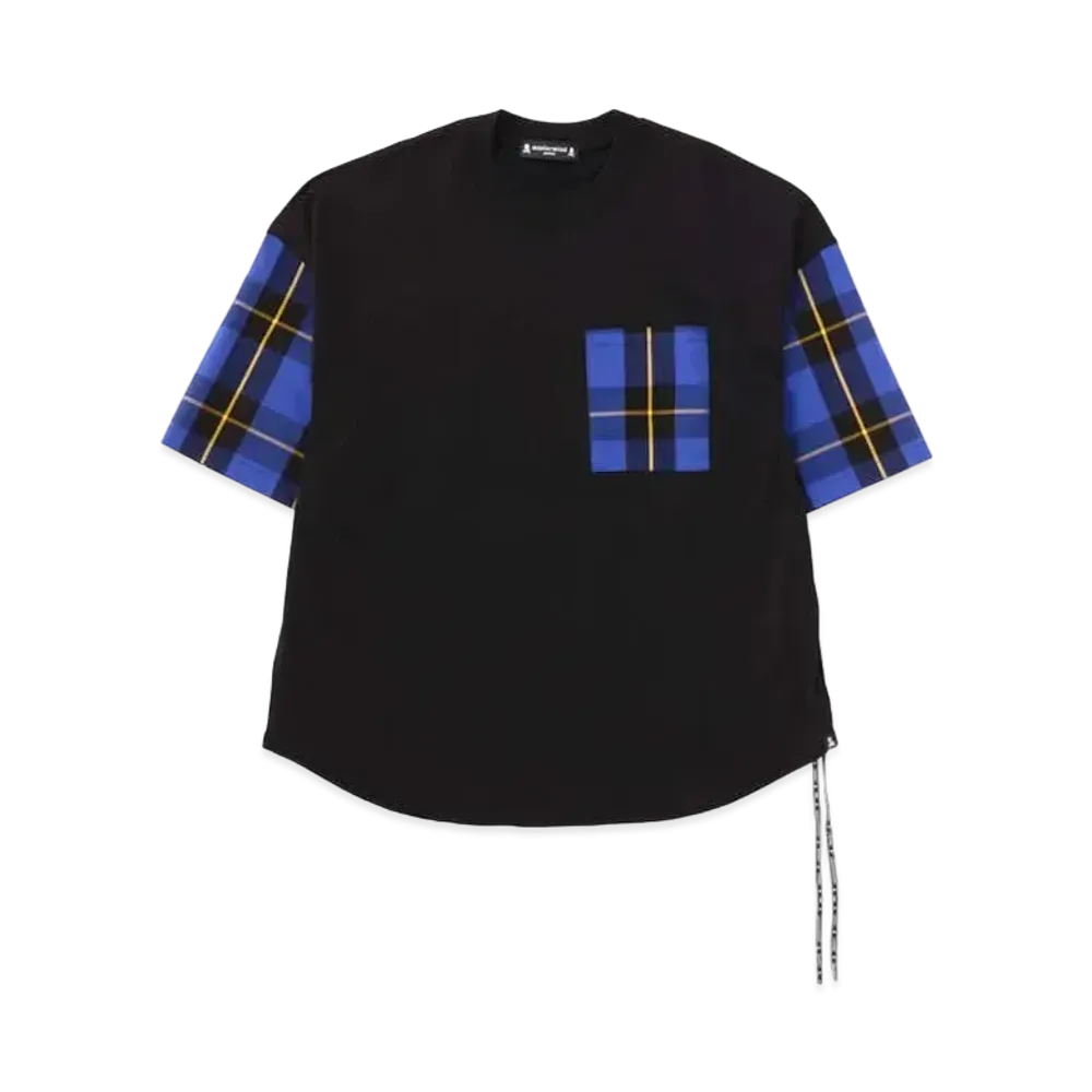mastermind JAPAN Boxy Check Patchwork Tee "Black Blue Check"