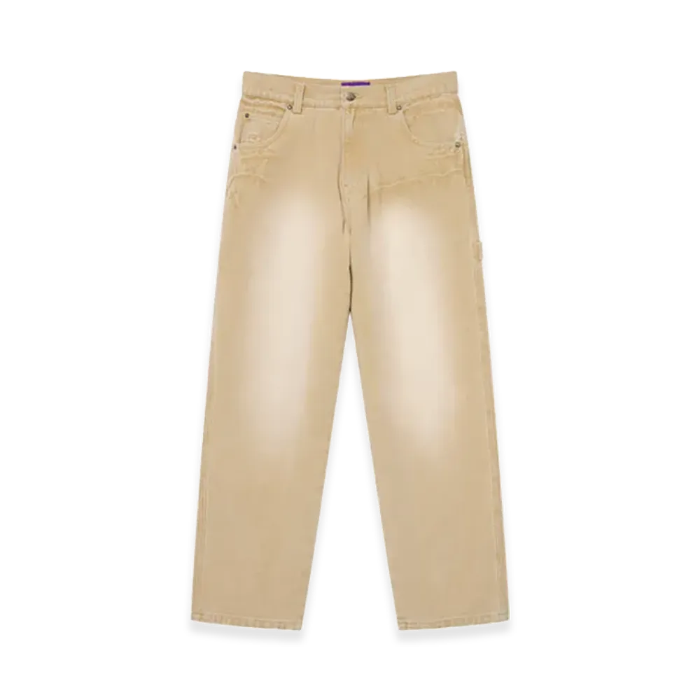 BlackEyePatch OG Leather Patched Washed Painter Pants "Brown"