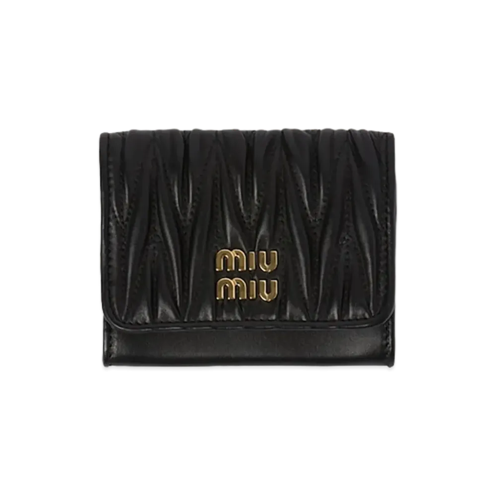 MIU MIU Matelasse Nappa Leather Card Holder "Black"