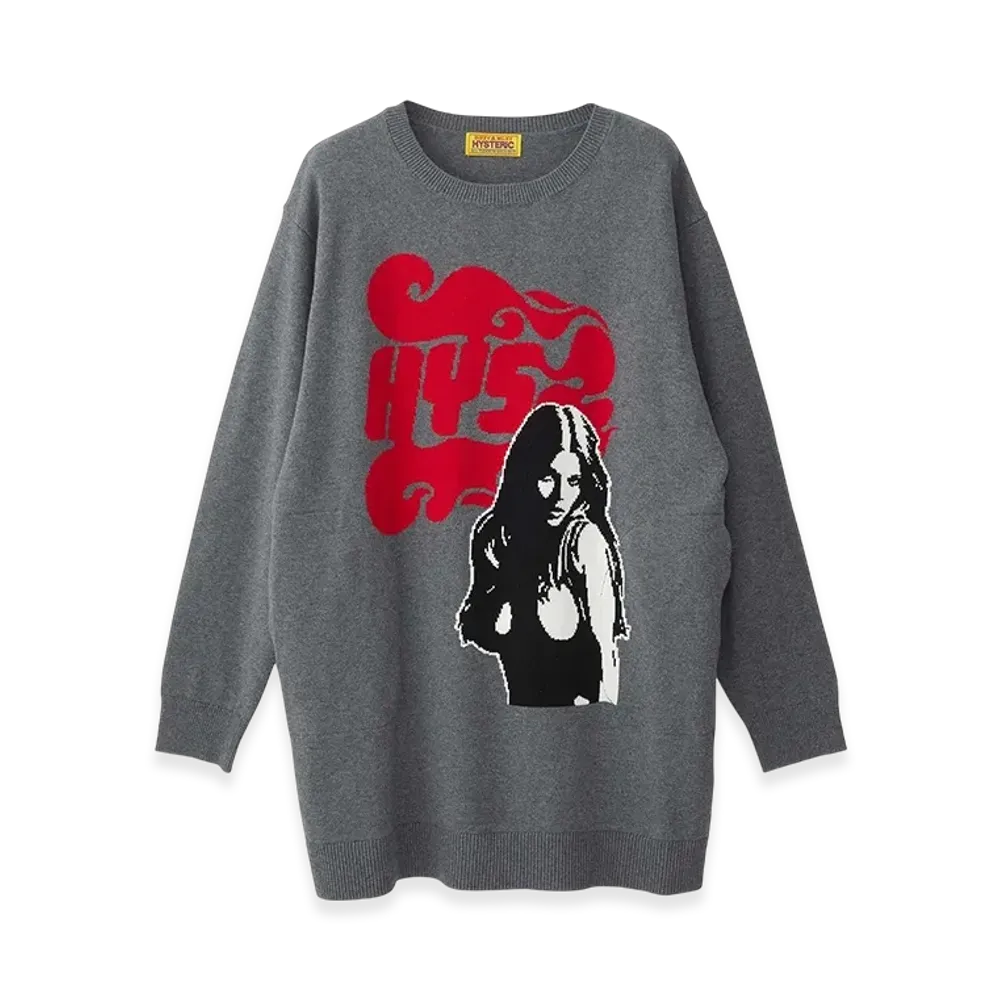 HYSTERIC GLAMOUR FLAME WOMAN Knit Dress "Top Gray"