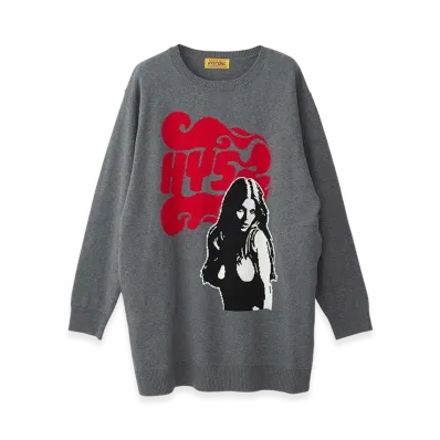 HYSTERIC GLAMOUR FLAME WOMAN Knit Dress "Top Gray"