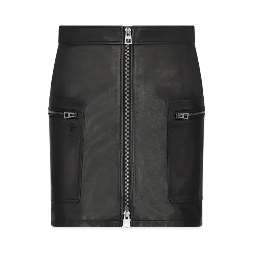 Dior Women's Lambskin Zip Mini Skirt "Black"