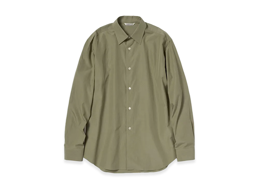 AURALEE Women's Finx Light Weather Chambray Shirt "Olive Brown Chambray"