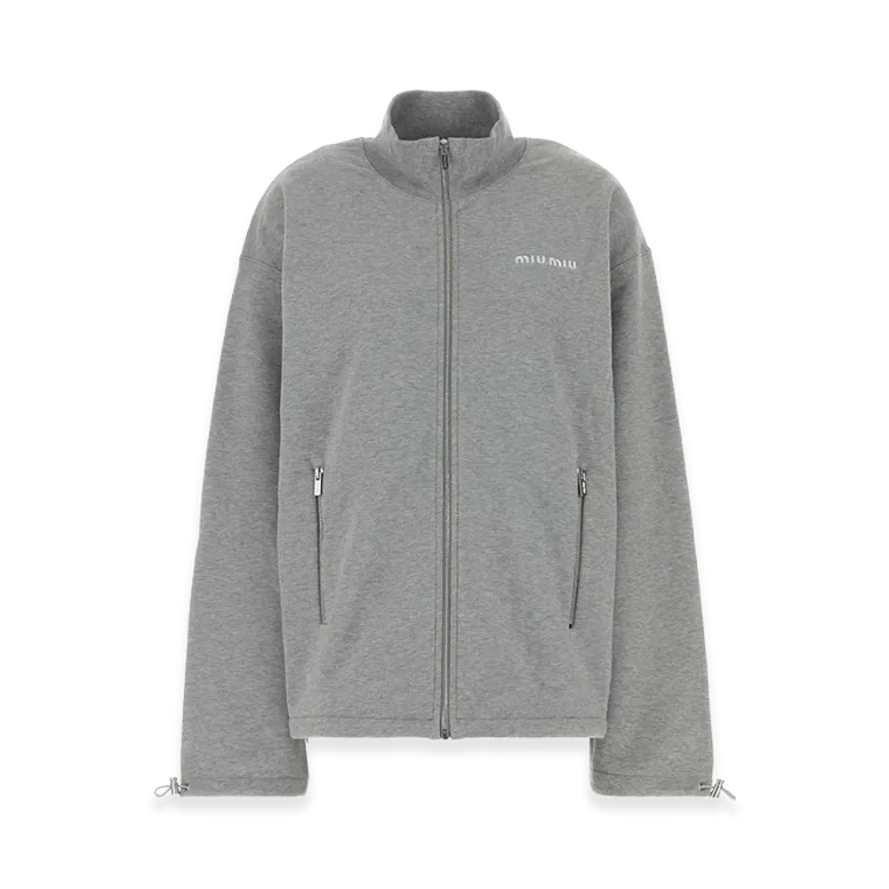 MIU MIU Women's Melange Cotton Oversize Sweatshirt "Gray"