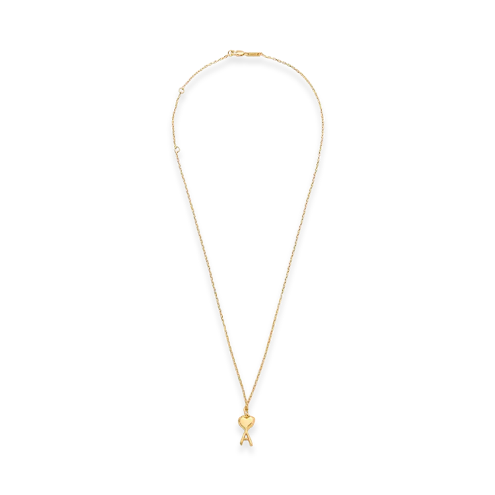 AMI PARIS Brass Thin Hammered Ami De Coeur Necklace "Gold"