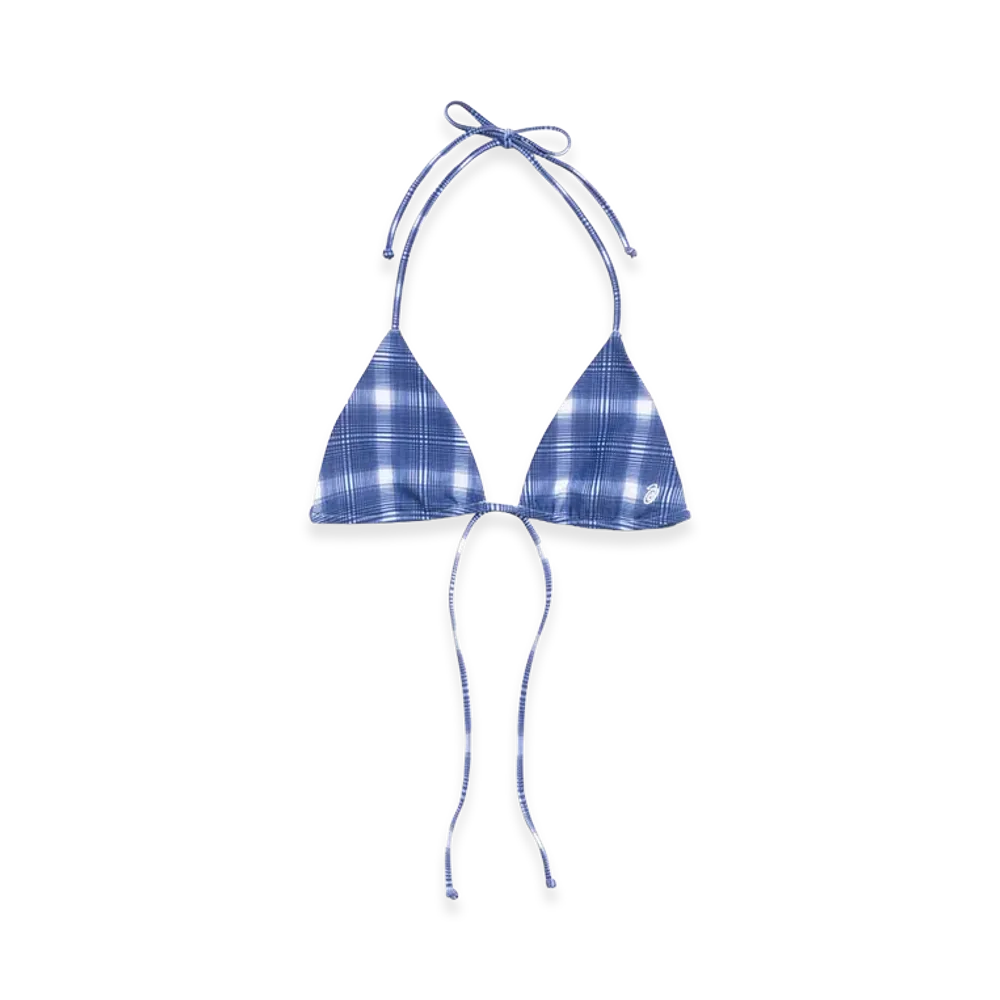 Stussy Women's Triangle Bikini Top "Navy Plaid"