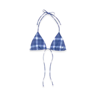 Stussy Women's Triangle Bikini Top "Navy Plaid"