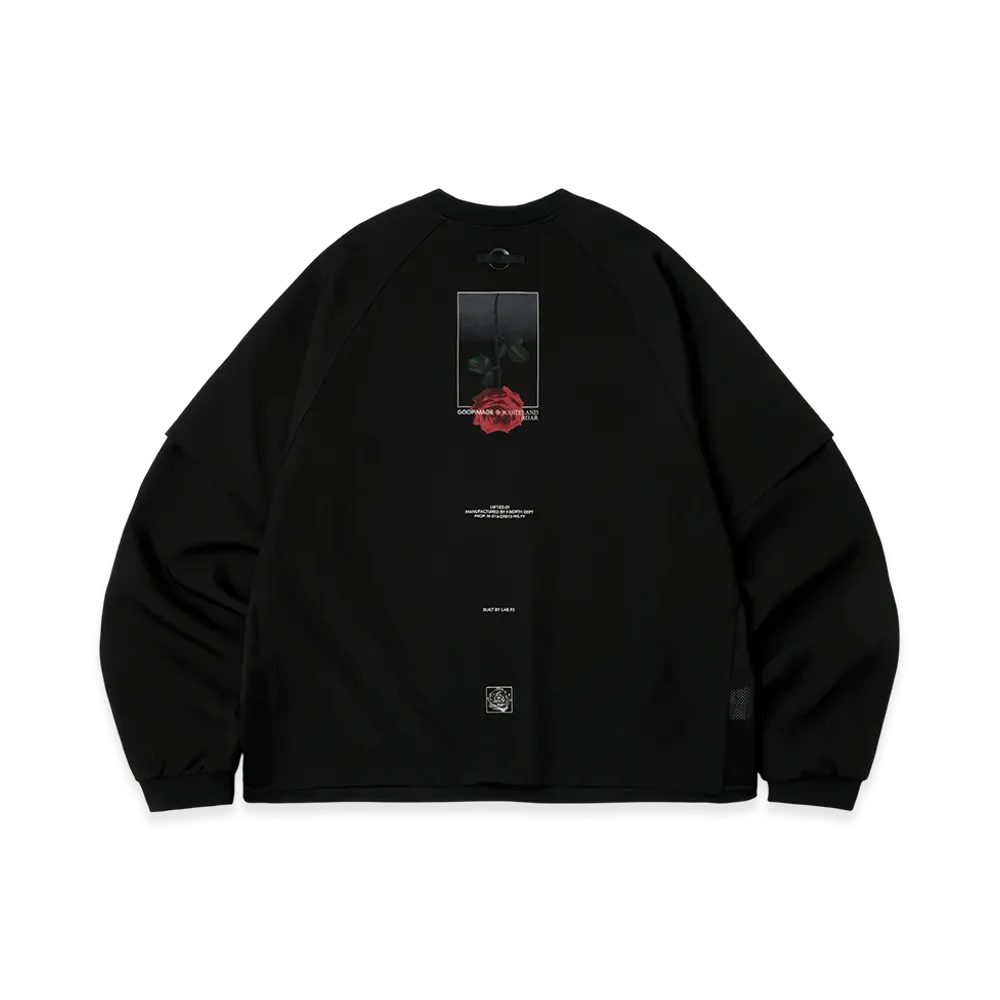 WILDSIDE YOHJI YAMAMOTO x GOOPiMADE ROSE Logo Crewneck "Black"