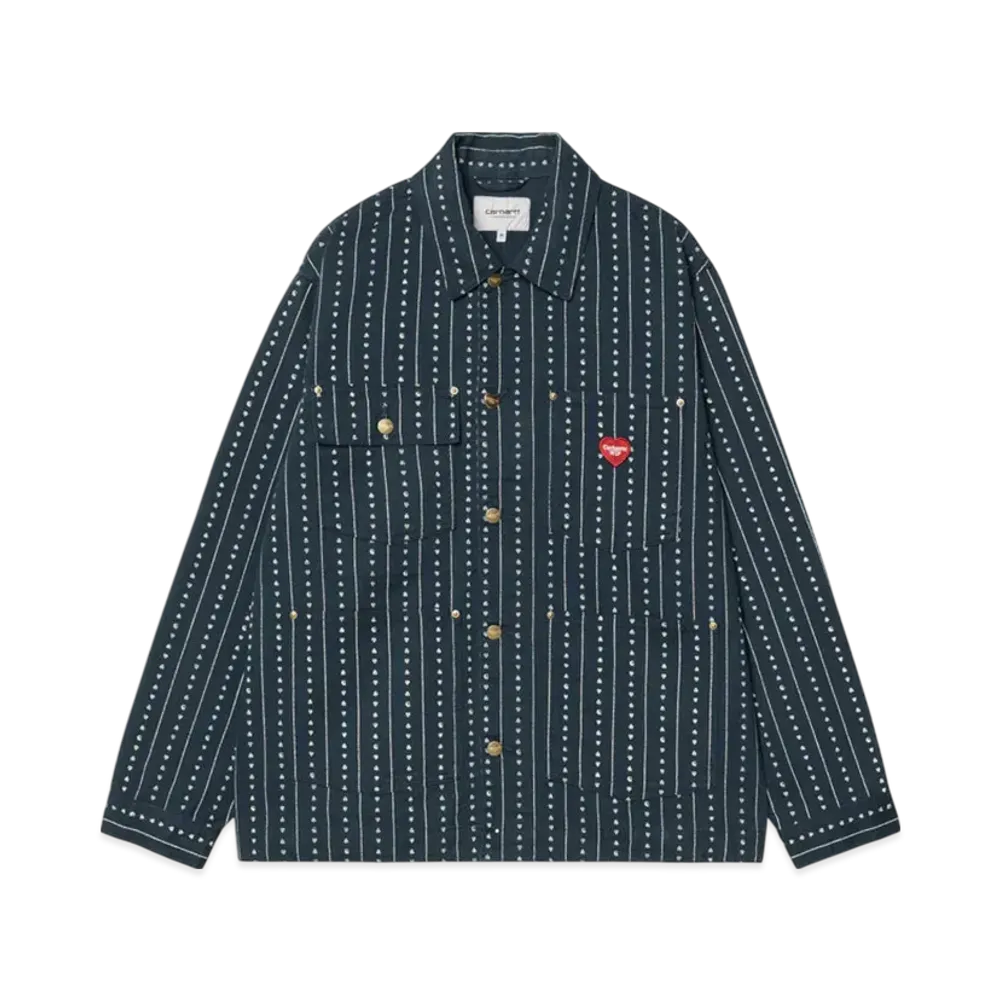 Carhartt WIP Drewe Chore Coat "Heart C PinstripeInk/Natural(Rinsed)"