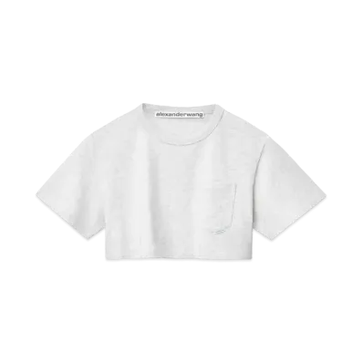 Alexander Wang High Twist Jersey Cropped T-shirt "Light Heather Gray"