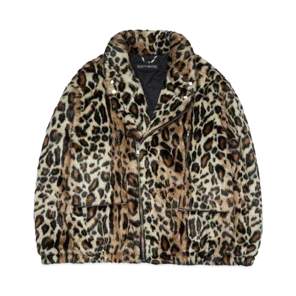 WACKO MARIA Leopard Fur Double Riders Jacket "Beige"