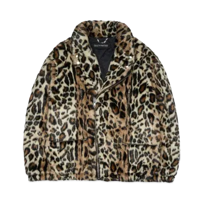 WACKO MARIA Leopard Fur Double Riders Jacket "Beige"