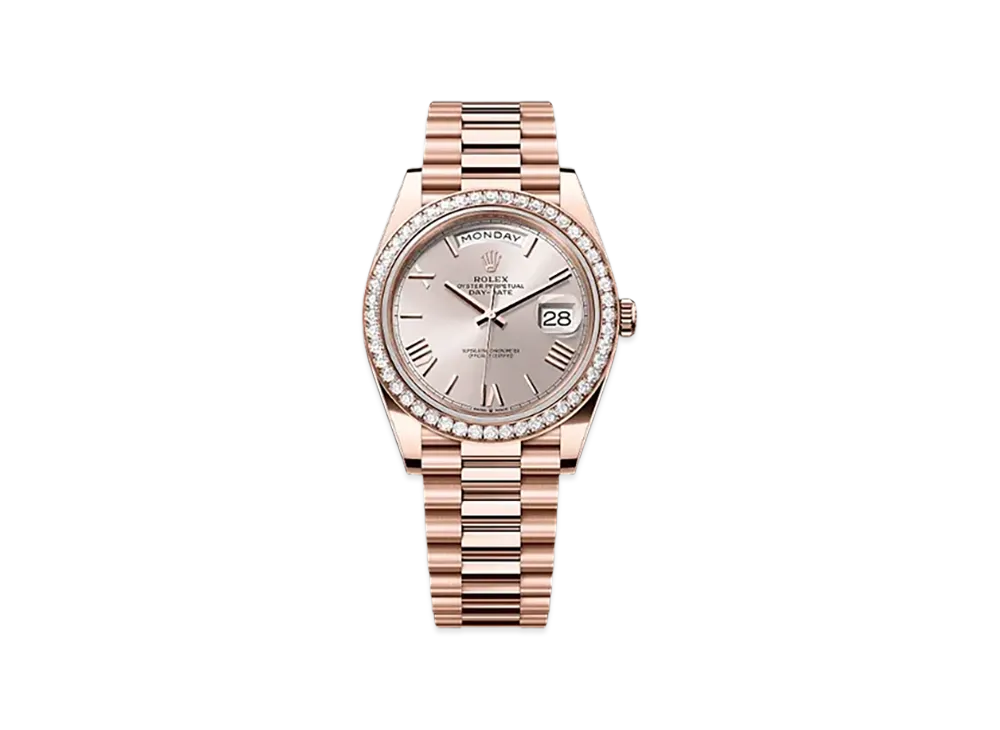 ROLEX Day-Date 40mm Everose Gold Diamond 228345RBR "Sundust"