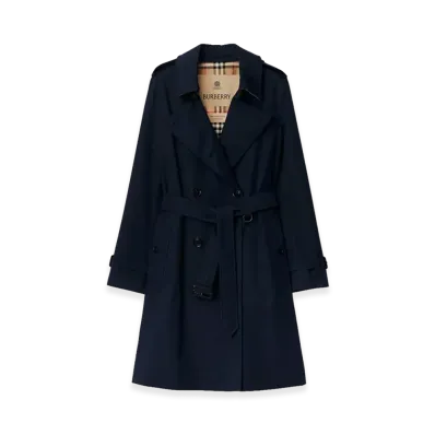 Burberry Women's Mid-length Kensington Heritage Trench Coat "Coal Blue"